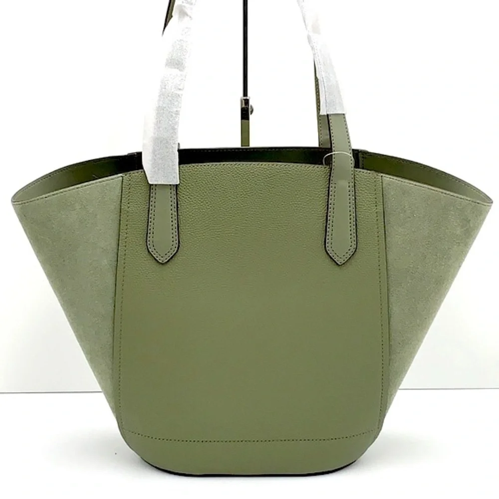 MICHAEL KORS PORTIA LARGE TOTE ARMY GREEN COLOR PEBBLED LEATHER/SUEDE - Picture 14 of 16